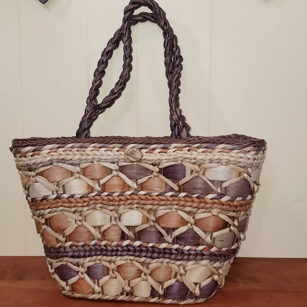 Cappelli Taupe Beige Brown Maxi Straw Tote Bag